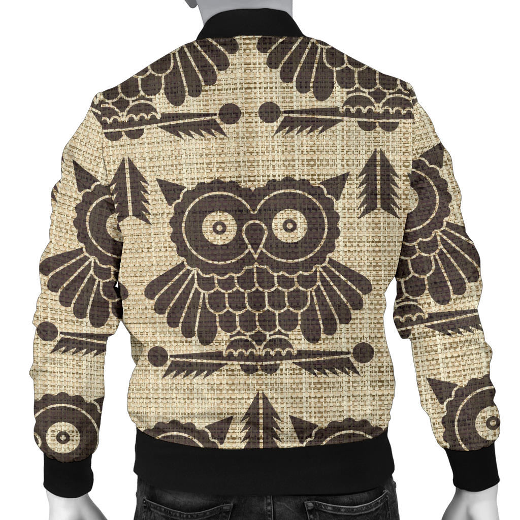 Owl Pattern Print Design A01 Men Bomber Jacket