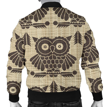 Owl Pattern Print Design A01 Men Bomber Jacket