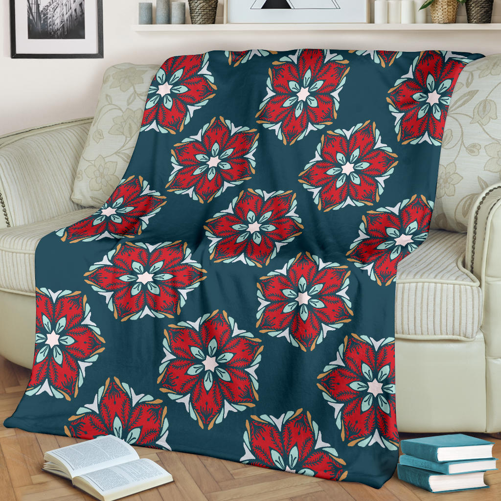 Poinsettia Pattern Print Design A03 Premium Blanket