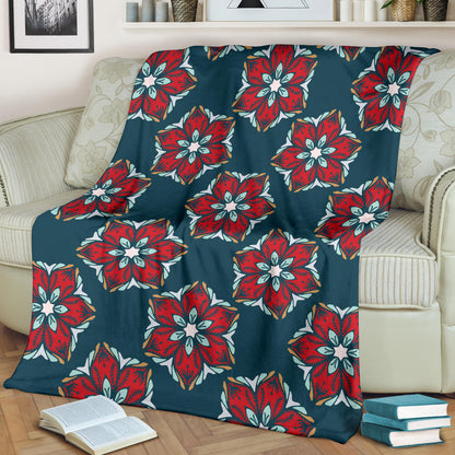 Poinsettia Pattern Print Design A03 Premium Blanket