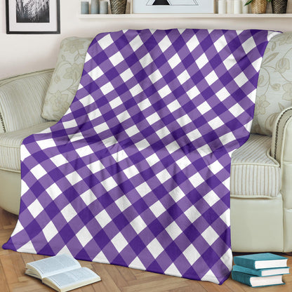 Gingham Purple Pattern Print Design 03 Premium Blanket