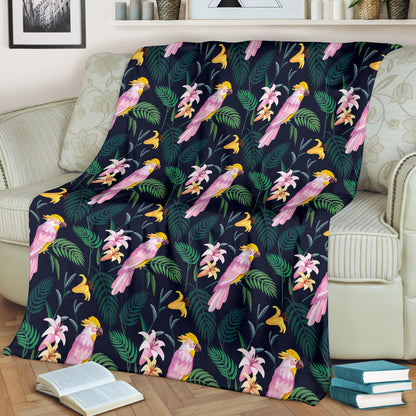 Cockatoo Pattern Print Design 03 Premium Blanket