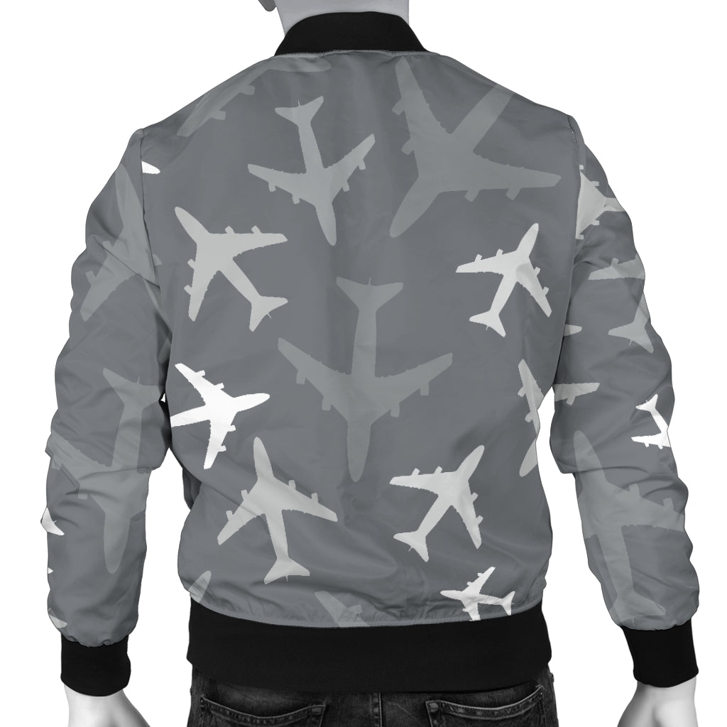 Airplane Pattern Print Design 02 Men Bomber Jacket