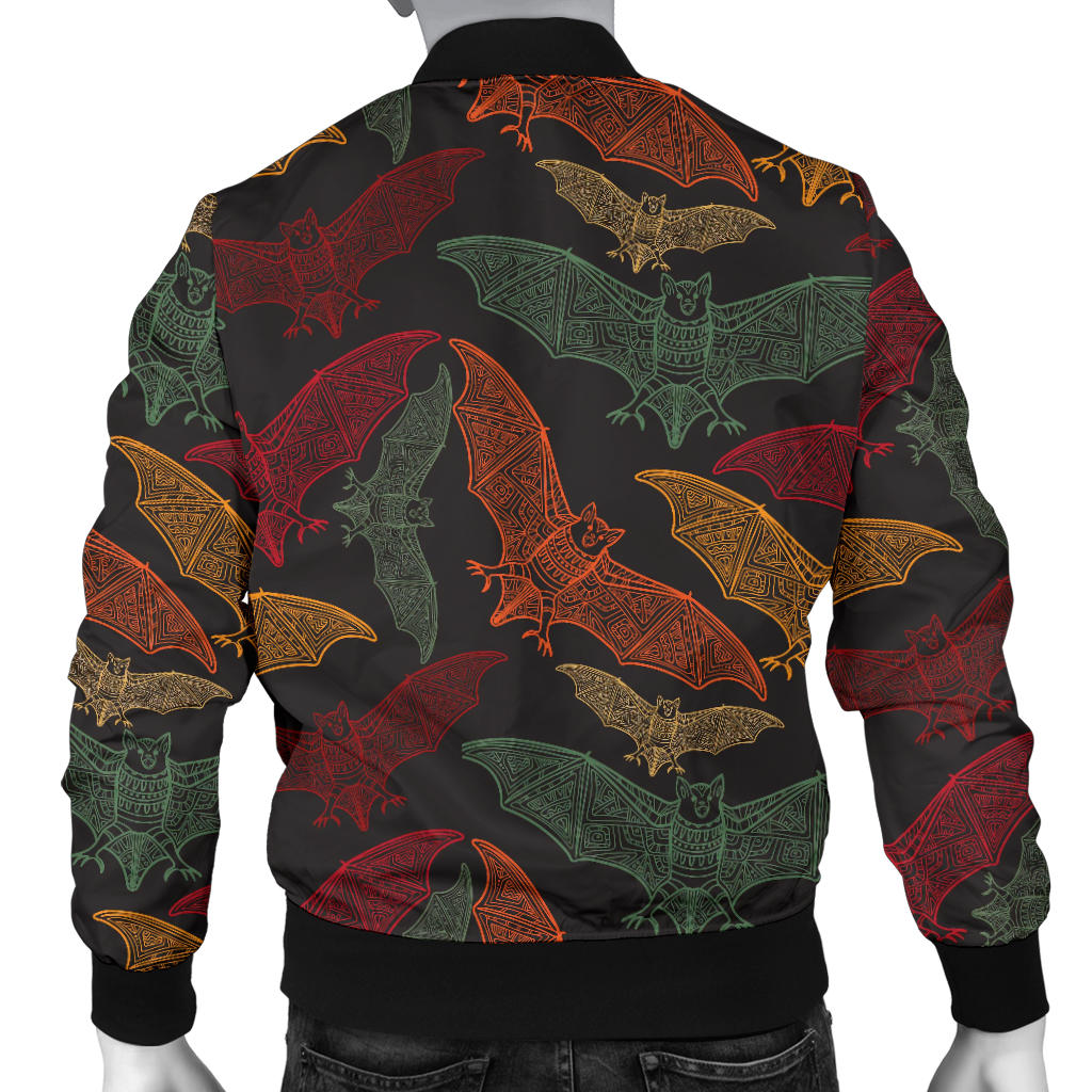 Bat Tribal Pattern Print Design 03 Men Bomber Jacket