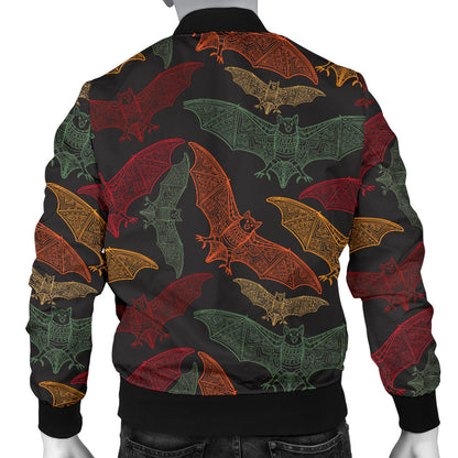 Bat Tribal Pattern Print Design 03 Men Bomber Jacket