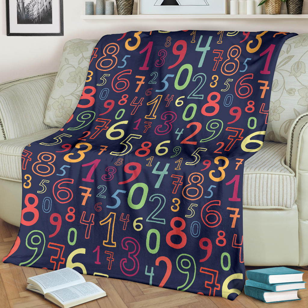 Number Pattern Print Design A01 Premium Blanket