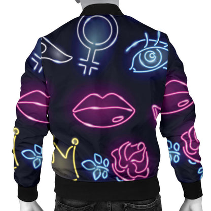 Lipstick Neon Pattern Print Design 02 Men Bomber Jacket