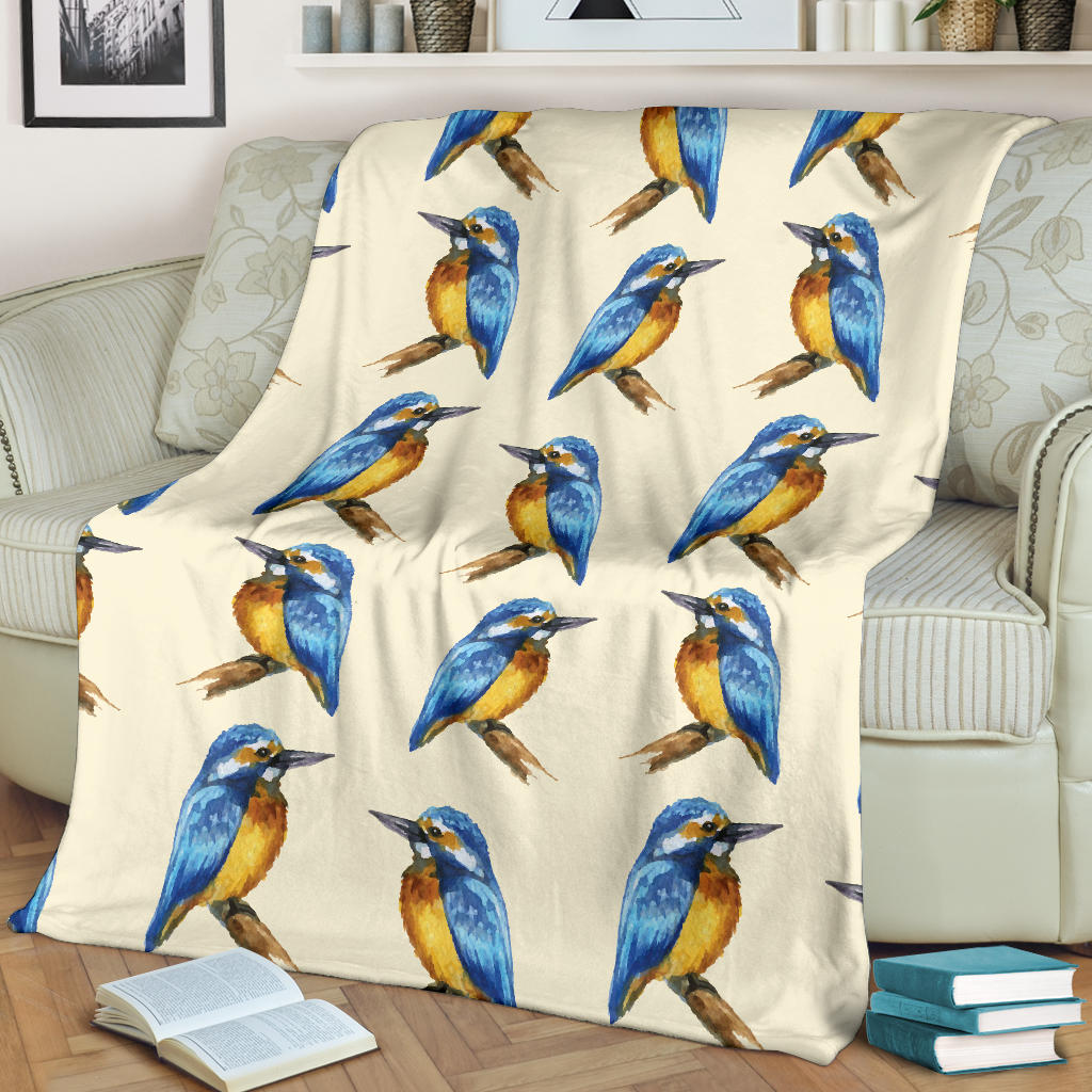 Kingfisher Pattern Print Design 01 Premium Blanket