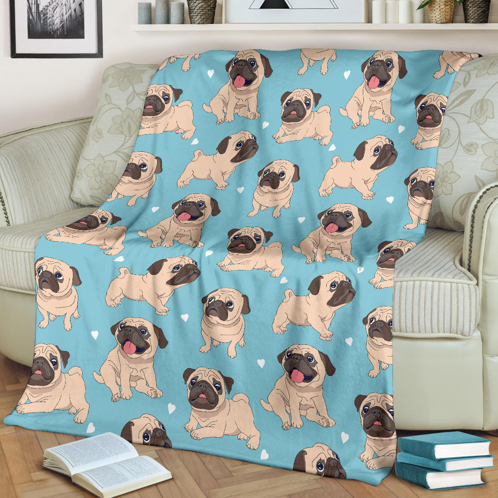 Pug Pattern Print Design A03 Premium Blanket