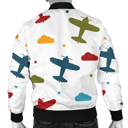 Airplane Pattern Print Design 06 Men Bomber Jacket