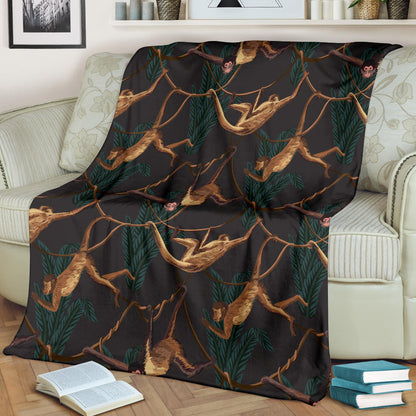Monkey Pattern Print Design 02 Premium Blanket