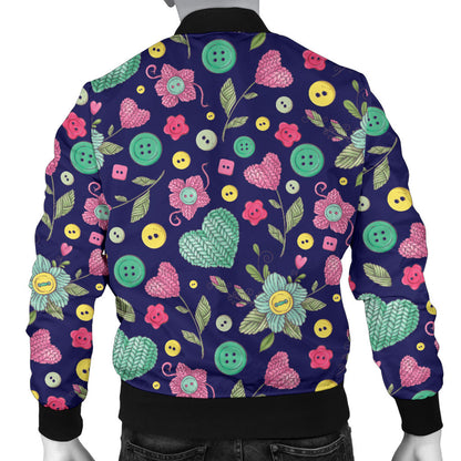 Crochet Pattern Print Design 02 Men Bomber Jacket