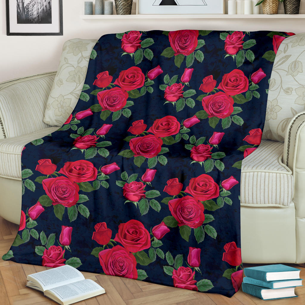 Rose Pattern Print Design A04 Premium Blanket