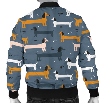 Dachshund Pattern Print Design 012 Men Bomber Jacket