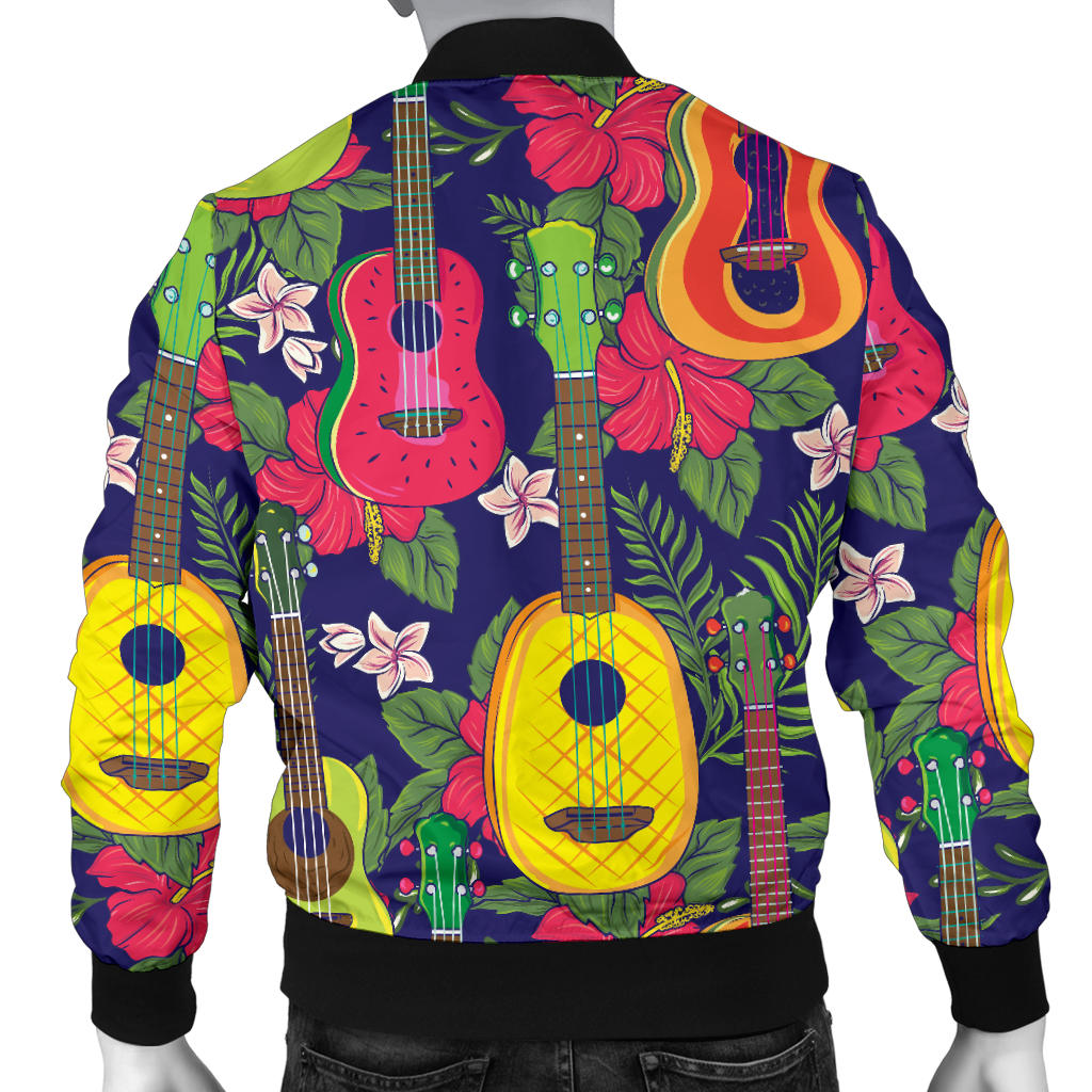Ukulele Tropical Pattern Print Design 03 Men Bomber Jacket