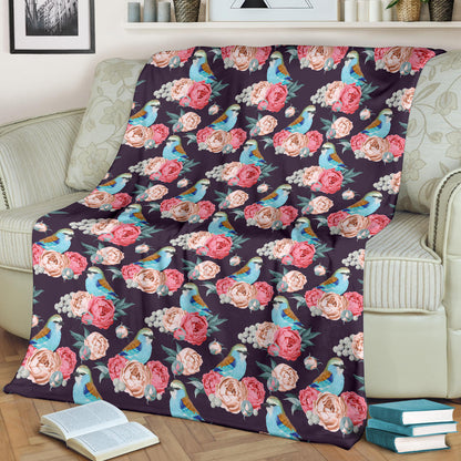 Bluebird Pattern Print Design 02 Premium Blanket