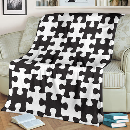 Puzzle Black White Pattern Print Design A02 Premium Blanket