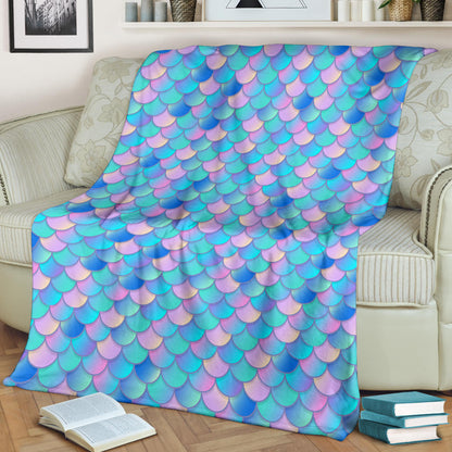 Mermaid Scales Pastel Pattern Print Design 07 Premium Blanket