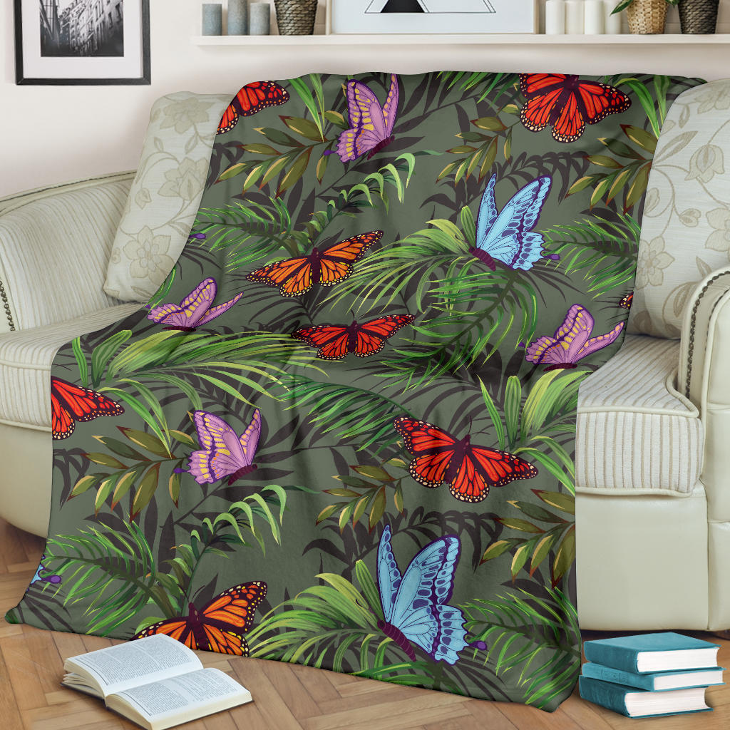 Monarch Butterfly Pattern Print Design 04 Premium Blanket