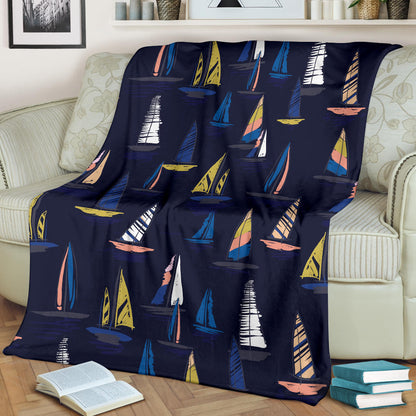 Sailing Ships Pattern Print Design A03 Premium Blanket