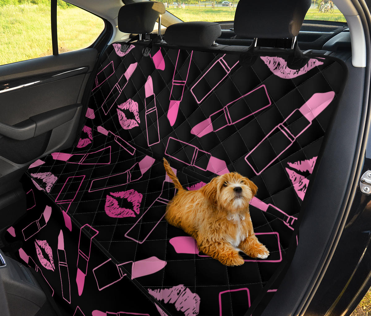 Lipstick Pink Pattern Print Design 01 Rear Dog Car Seat Cover Hammock