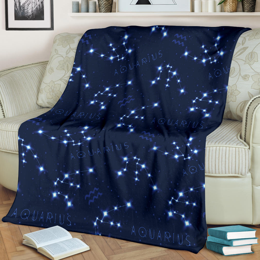 Aquarius Zodiac Pattern Print Design 02 Premium Blanket