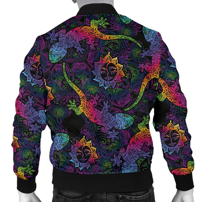 Gecko Rainbow Pattern Print Design 03 Men Bomber Jacket