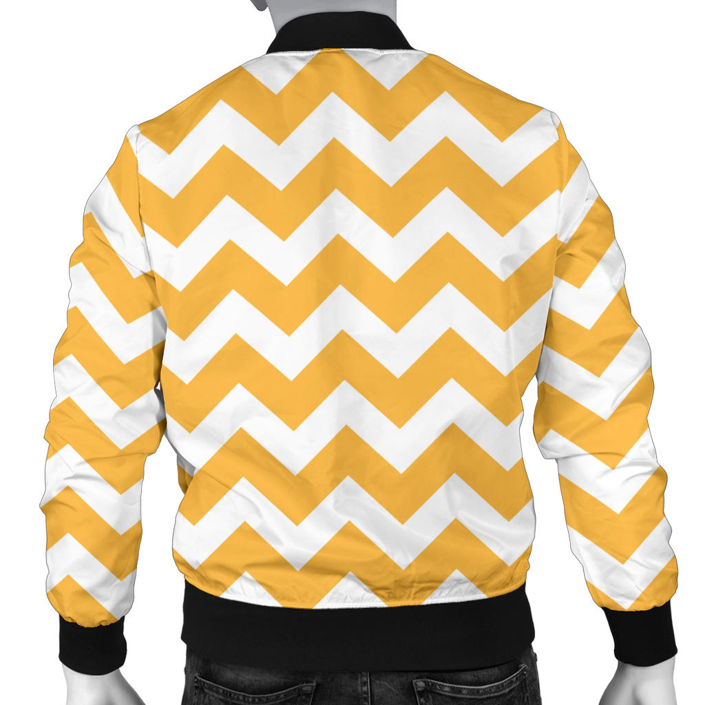 Chevron Orange Pattern Print Design 01 Men Bomber Jacket