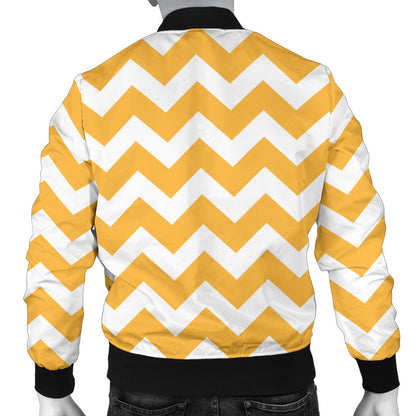 Chevron Orange Pattern Print Design 01 Men Bomber Jacket