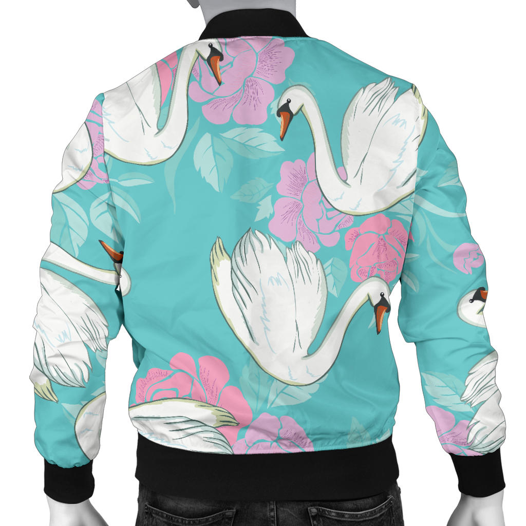 Swan Pattern Print Design 03 Men Bomber Jacket