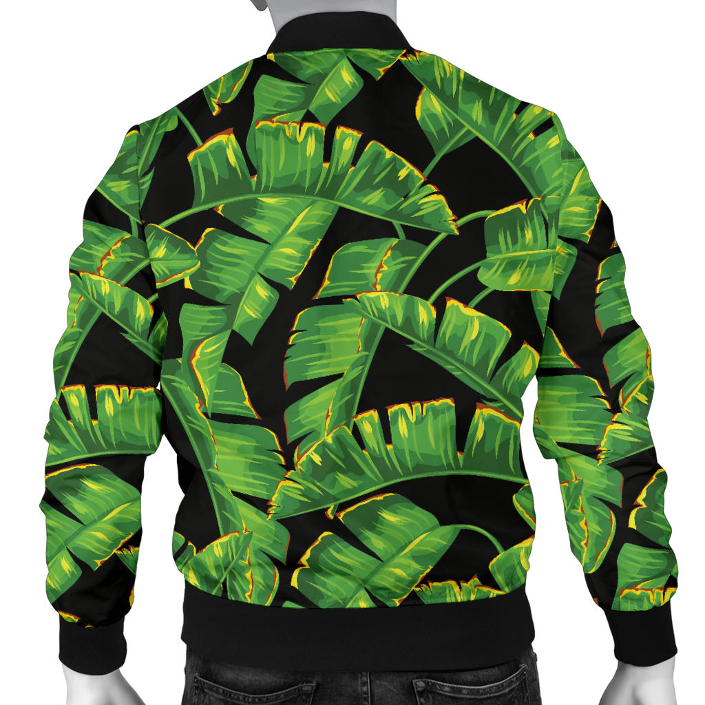 Banana Leaf Pattern Print Design 03 Men Bomber Jacket