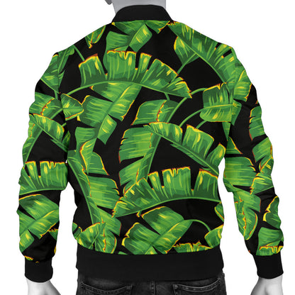 Banana Leaf Pattern Print Design 03 Men Bomber Jacket