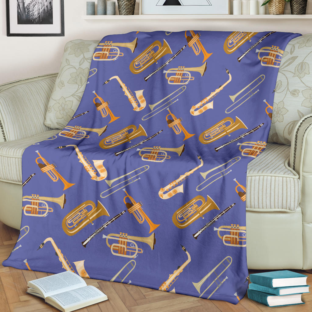 Trombone Pattern Print Design 02 Premium Blanket