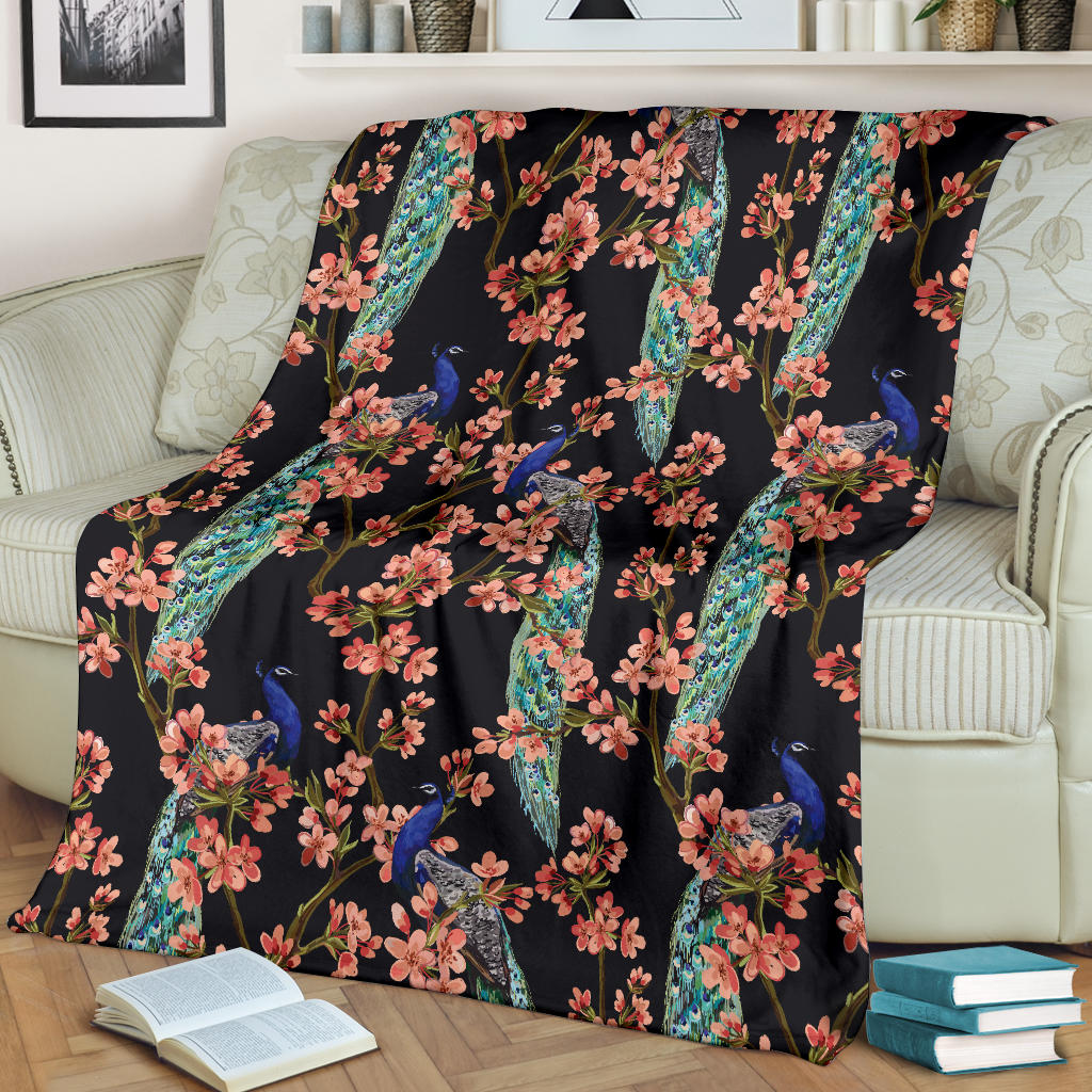 Peacock Pattern Print Design A01 Premium Blanket