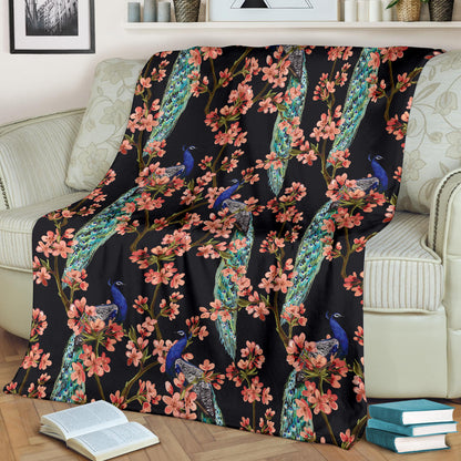 Peacock Pattern Print Design A01 Premium Blanket