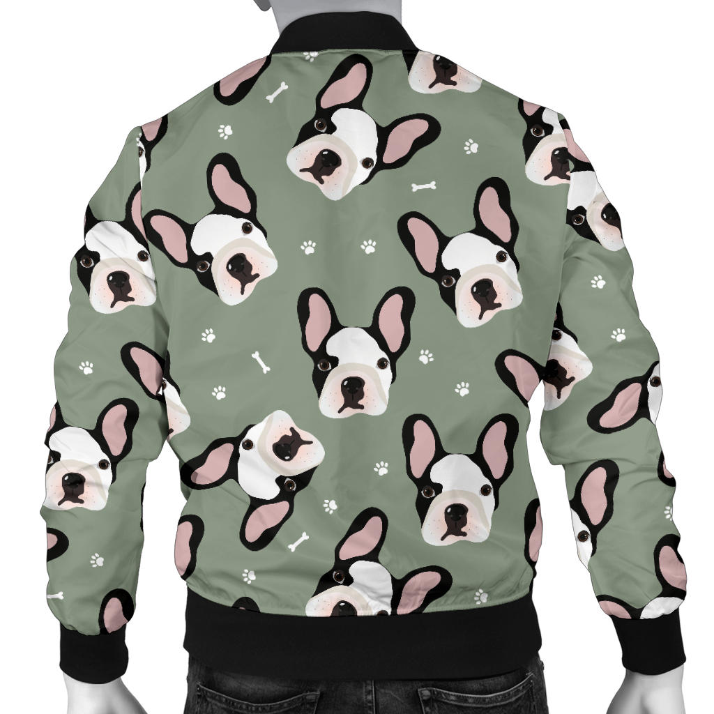 Boston Terrier Pattern Print Design 05 Men Bomber Jacket
