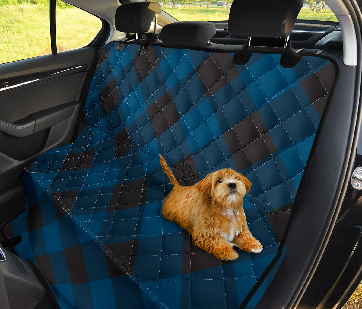 Plaid Blue Pattern Print Design A04 Rear Dog Car Seat Cover Hammock