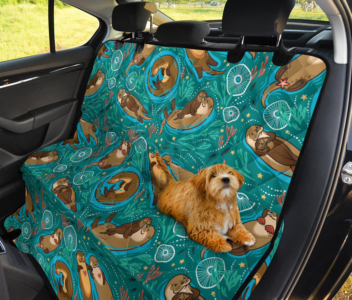 Sea Otter Pattern Print Design 01 Rear Dog Car Seat Cover Hammock