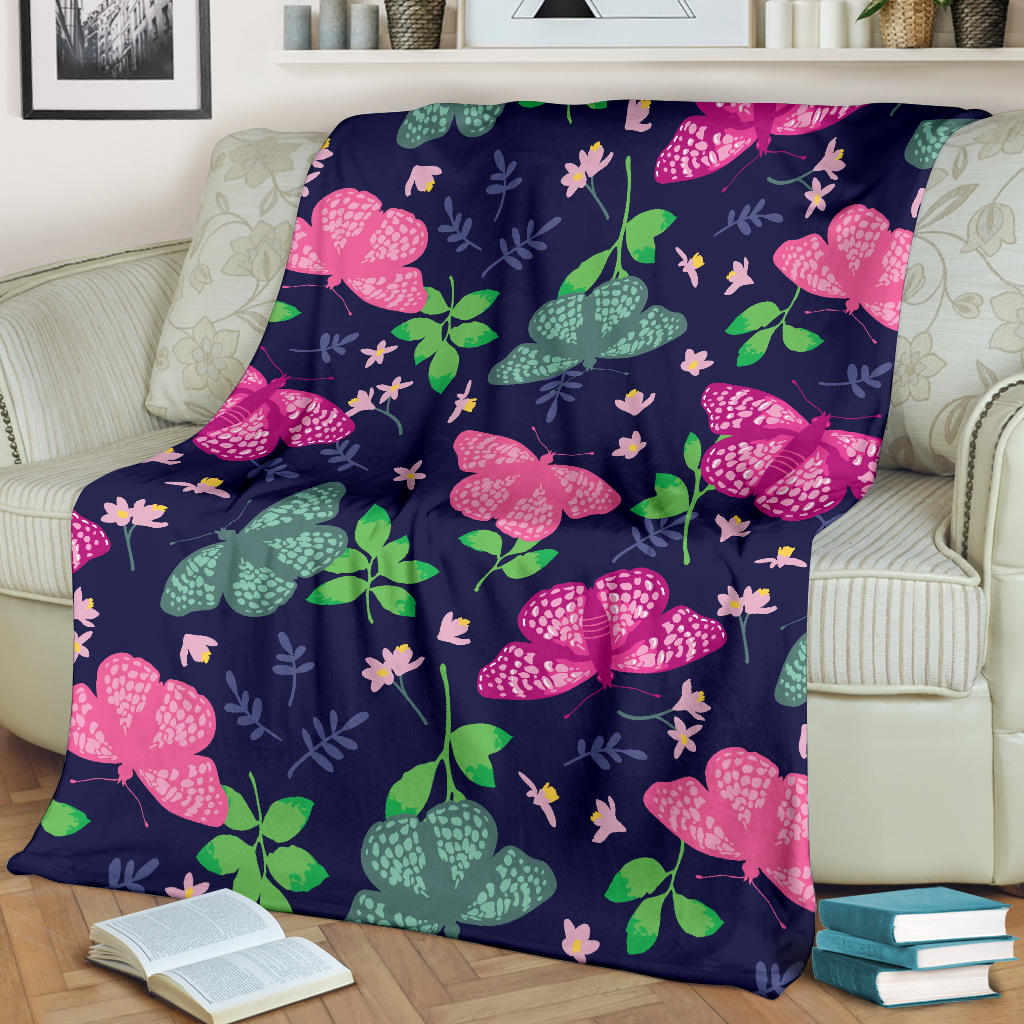 Monarch Butterfly Pattern Print Design 03 Premium Blanket