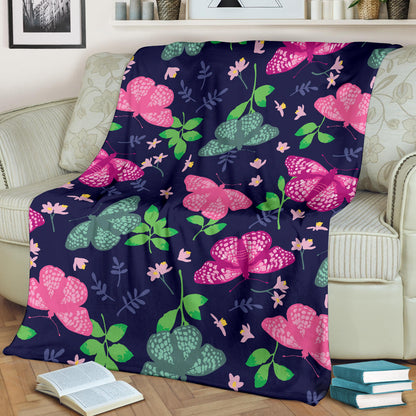 Monarch Butterfly Pattern Print Design 03 Premium Blanket
