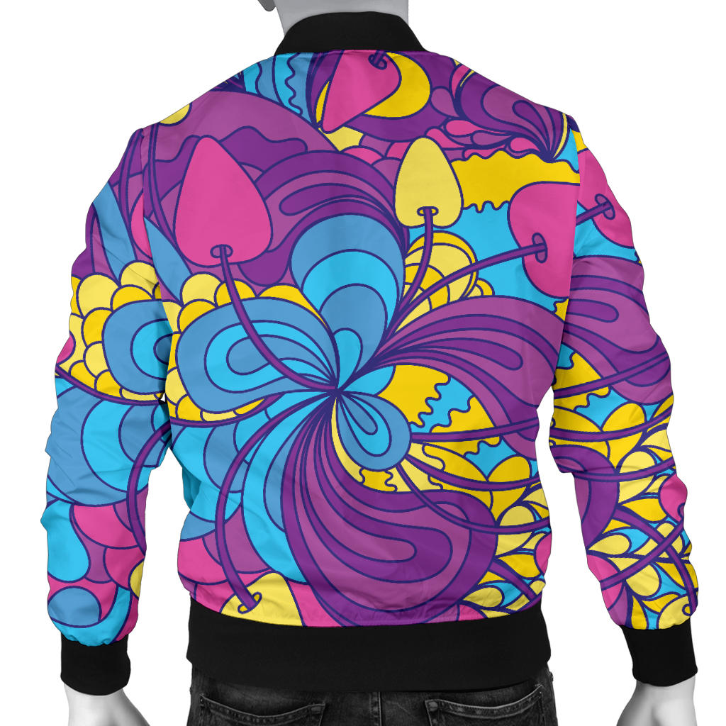 Psychedelic Mushroom Pattern Print Design A03 Men Bomber Jacket
