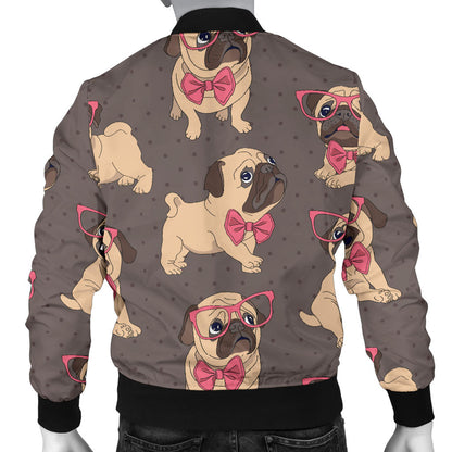 Pug Pattern Print Design A05 Men Bomber Jacket