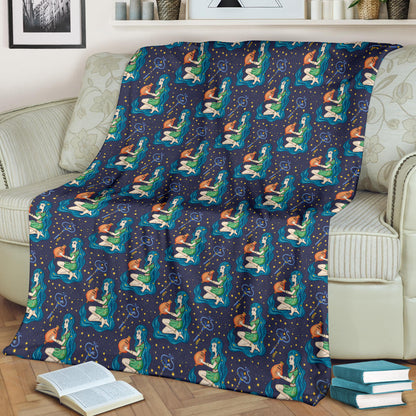 Aquarius Zodiac Pattern Print Design 03 Premium Blanket