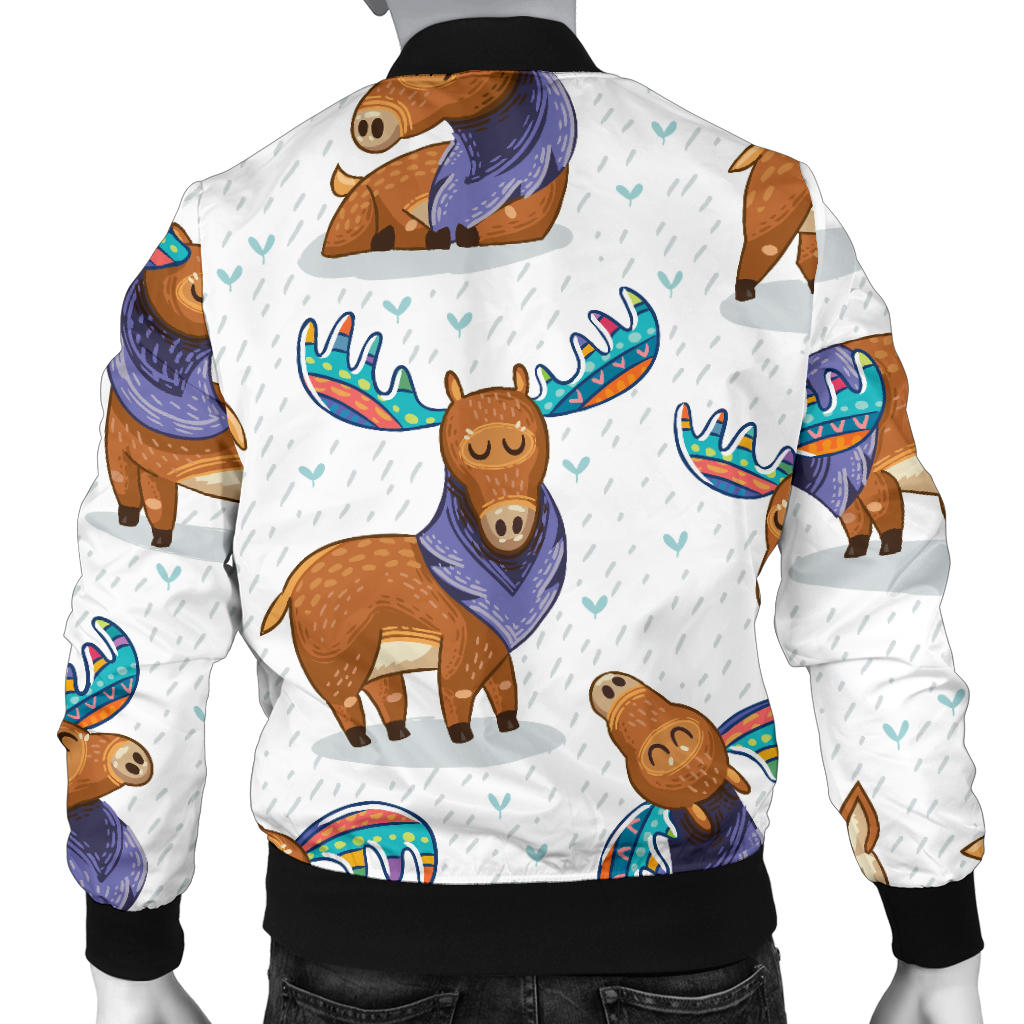 Moose Cute Pattern Print Design 01 Men Bomber Jacket
