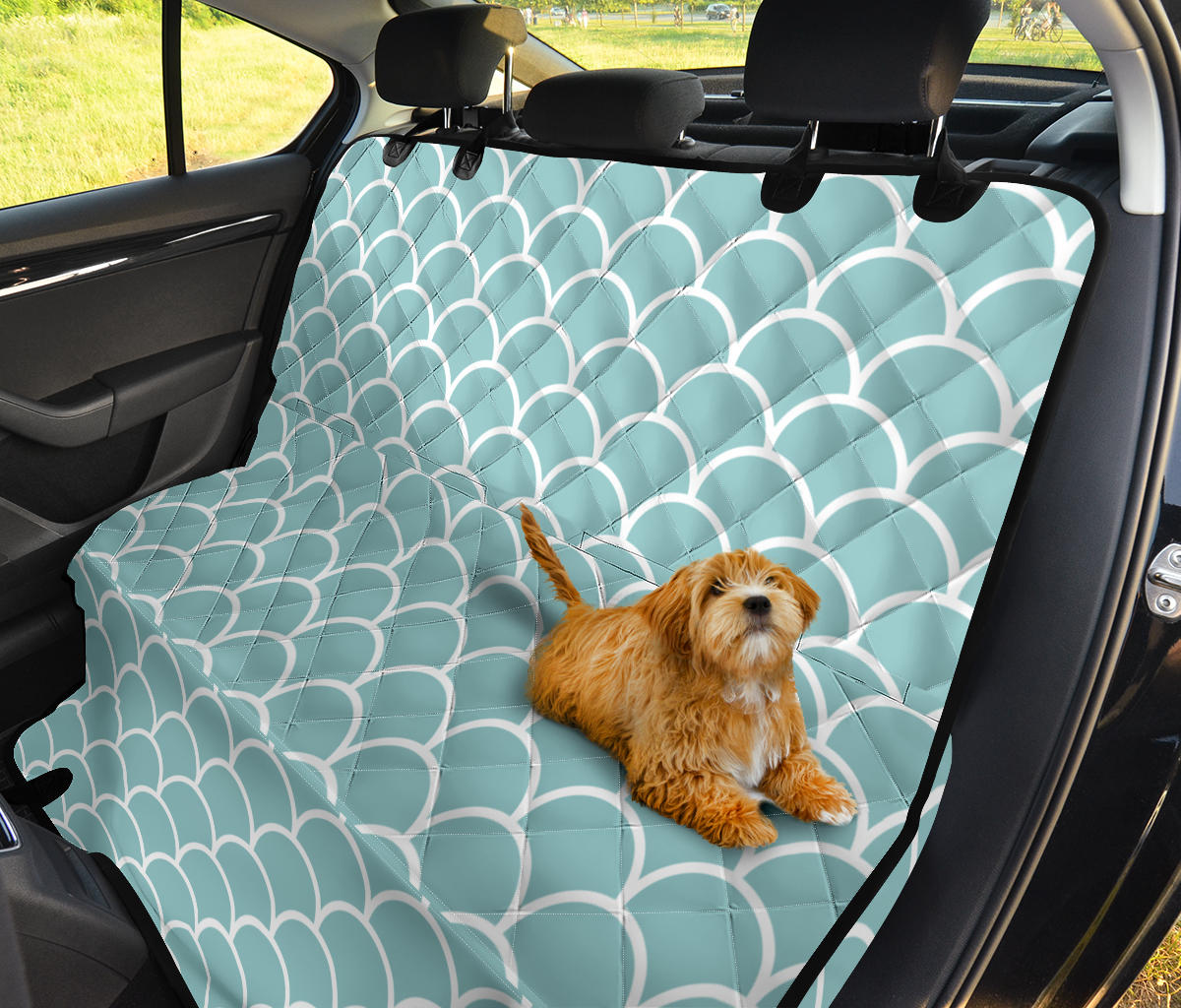 Scales Teal Pattern Print Design 02 Rear Dog Car Seat Cover Hammock