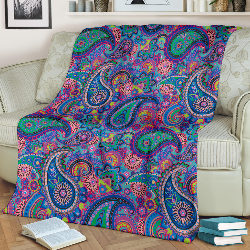 Paisley Colorful Pattern Print Design A02 Premium Blanket