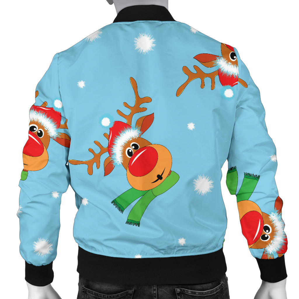 Reindeer cute Pattern Print Design 02 Men Bomber Jacket