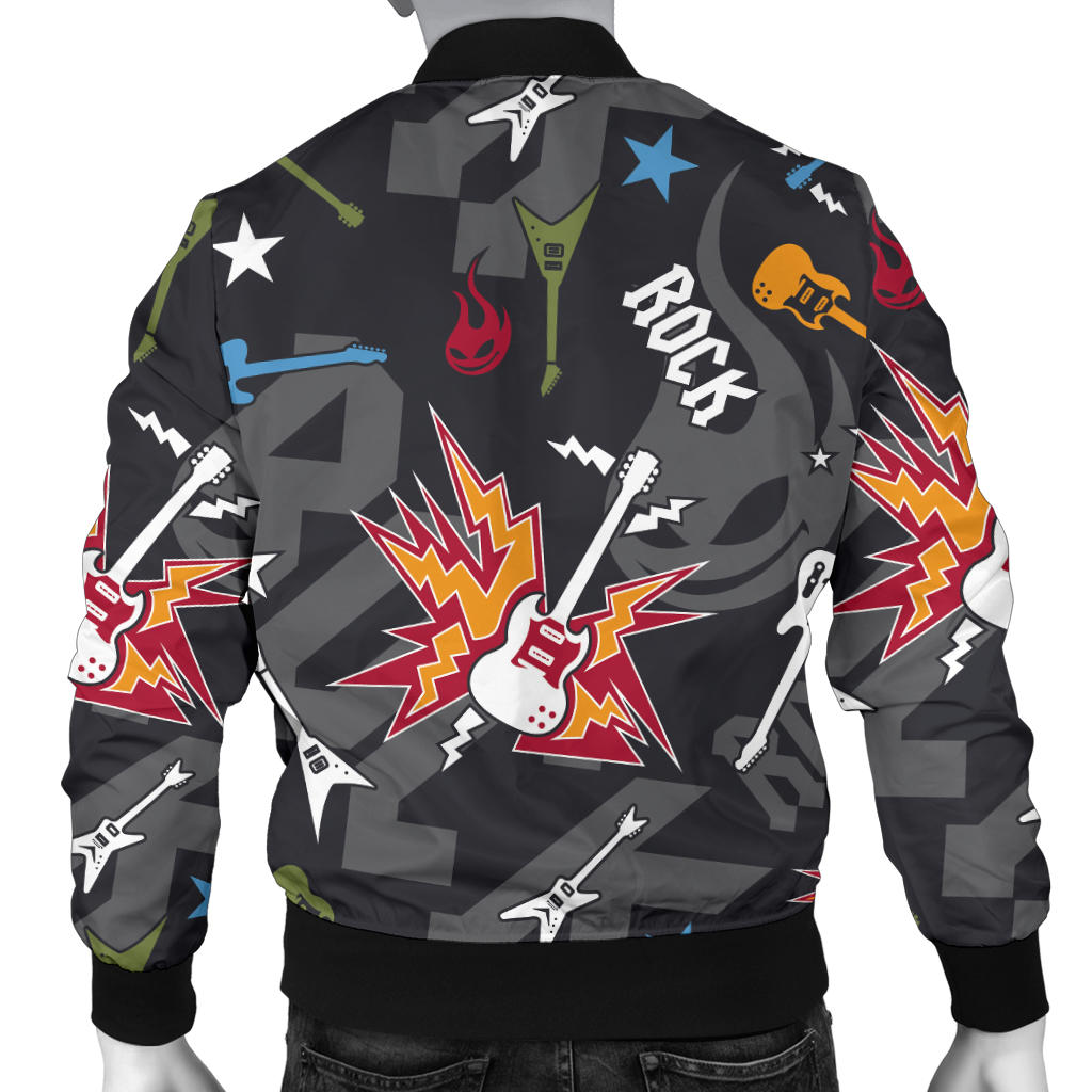 Rock and Roll Pattern Print Design A01 Men Bomber Jacket