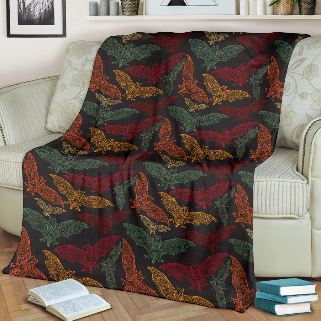 Bat Tribal Pattern Print Design 03 Premium Blanket