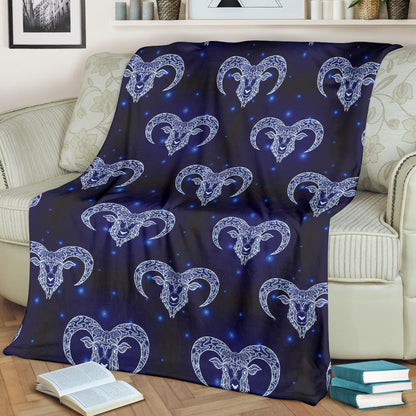 Aries Zodiac Pattern Print Design 01 Premium Blanket